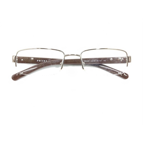 Prada VPR 53M 1BI-1O1 Brown Half Rim Eyeglasses Frames 52-18 135 Italy Designer - Picture 12 of 12